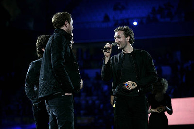 Coldplay accept the award for Best Song for Speed of Sound on stag- Old Photo 4