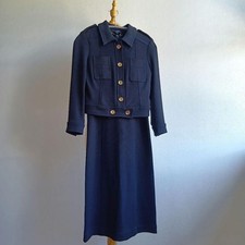 GUCCI Set Up Jacket Long Dress Size S Black Gold Button Stylish Outfit