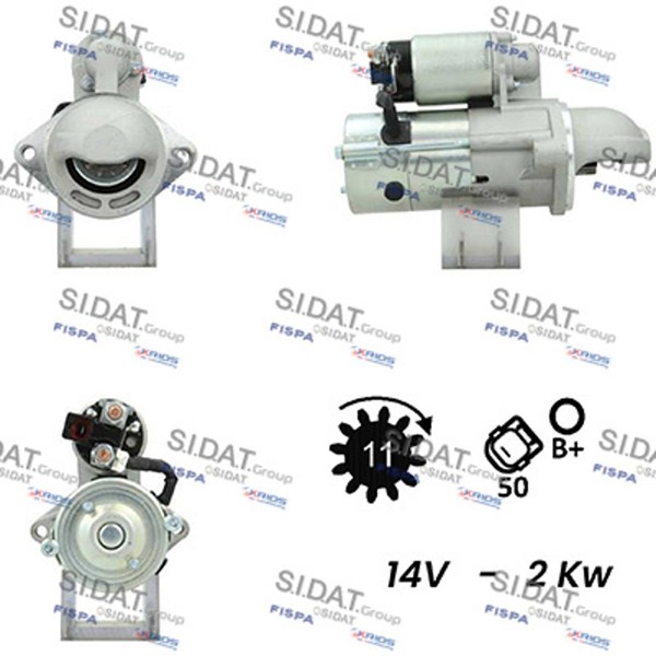 Anlasser Starter Sidat S12HY0214A2 12V OE Equivalent FüR Hyundai Santa FÉ 3 DM 2-image