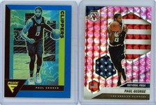 2 * PAUL GEORGE * 2020-21 MOSAIC NATIONAL PRIDE PINK HOLO + FLUX BLUE HOLO