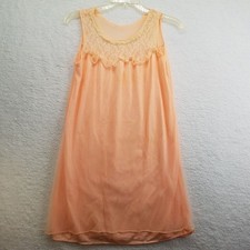 Vintage Nightgown Movie Star Womens Size Small 100 Nylon Peachy Pink Baby Doll