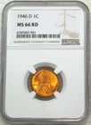 1946-D Lincoln Cent NGC MS66RD Rich Red with Luster PQ new Holder #T350Z