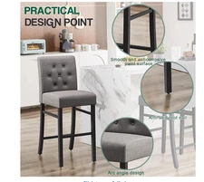 30" Counter Height Bar Stool with Back Fabric Modern Bar Chair Single