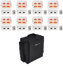  8 Rockville BEST PAR 50 White Rechargeable Wash Lights w/Wireless DMX Backpack