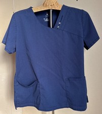Royal Blue Cherokee Luxe Scrub 2 Pocket Stretch Mock Wrap Top Medium EUC