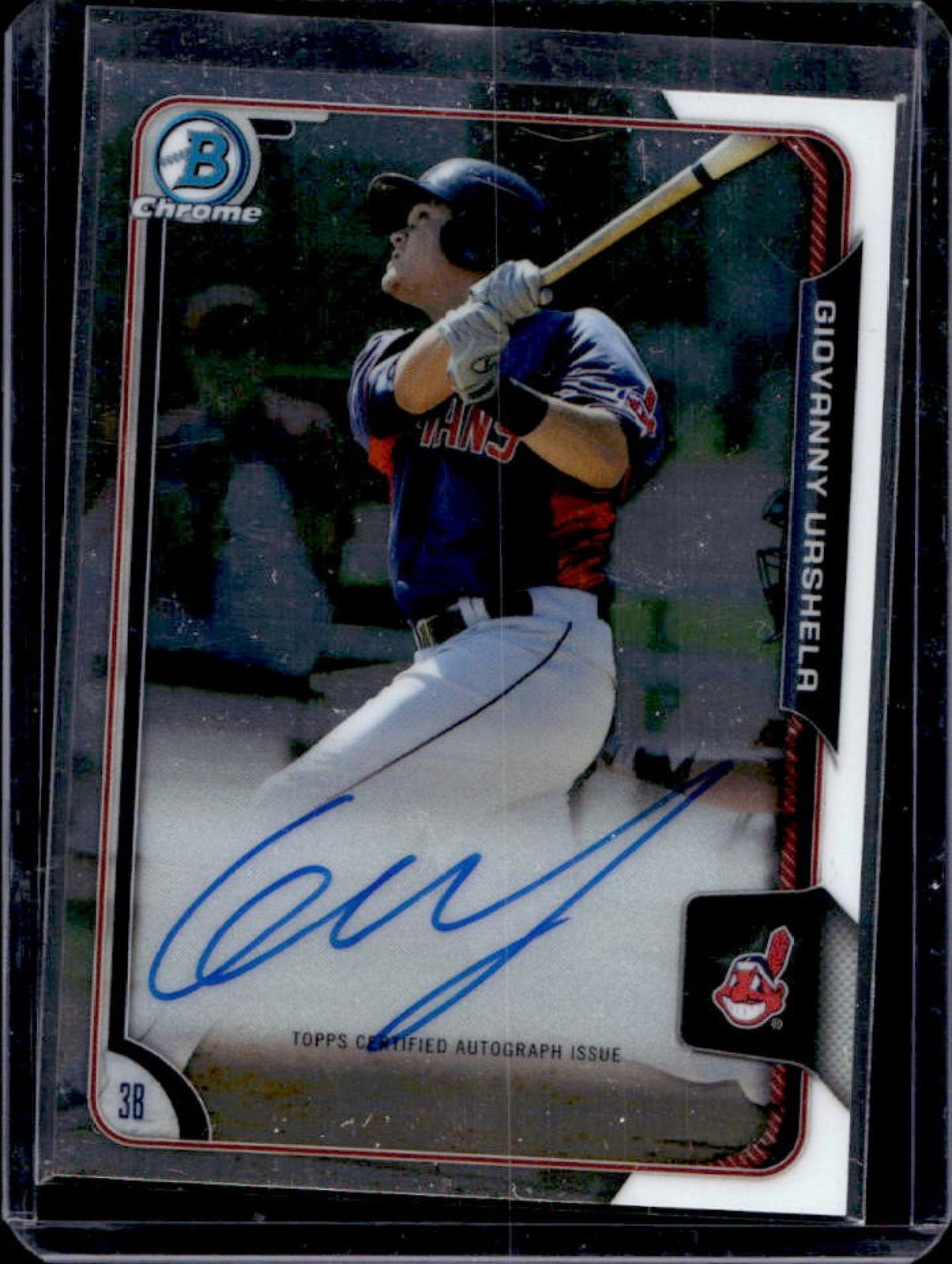 2015 Bowman Chrome Giovanny Urshela Prospect Auto Rookie RC #BCAP-GU Indians