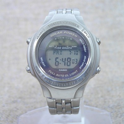[Japan Exclusive!] Casio TIC-10 Solaruhr Tide Graph Digital JDM Silber Stahl