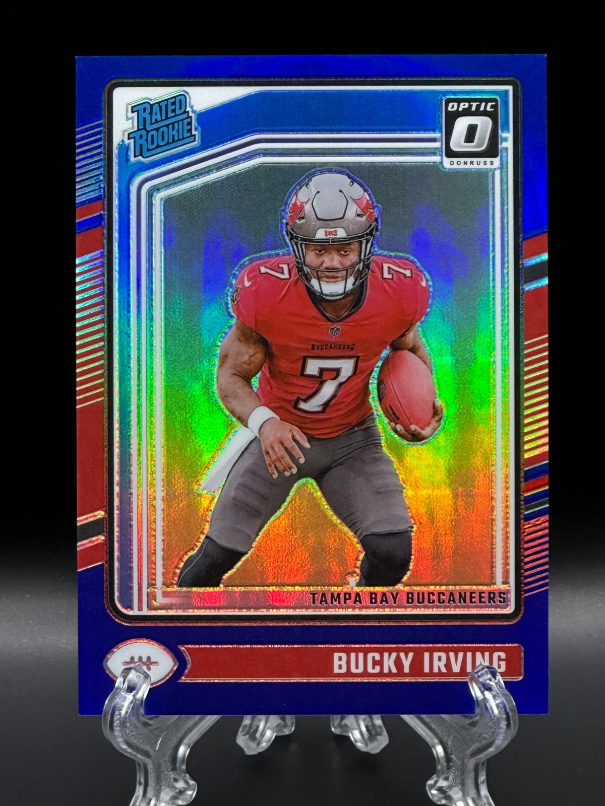 Bucky Irving 2024 Panini Donruss Optic Rated Rookie Blue Prizm /199 RC #216