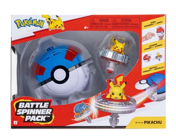 Pokémon Pikachu Battle Spinner Pack - Battle Spinner with Great Ball Spinner Lau