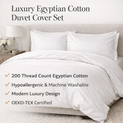 Luxus Ägyptische Baumwolle Bettbezug Quilt Set 200 Fadenzahl Weiche Bettwäsche Set