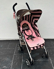 Maclaren Juicy Couture Pink/Brown/Black Umbrella Stroller Single Folding Basket