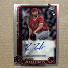 TOPPS CHROME 2025 RYAN ZEFERJAHN ANGELS ROOKIE AUTOGRAPH RA-RZ BASEBALL CARD. rookie card picture