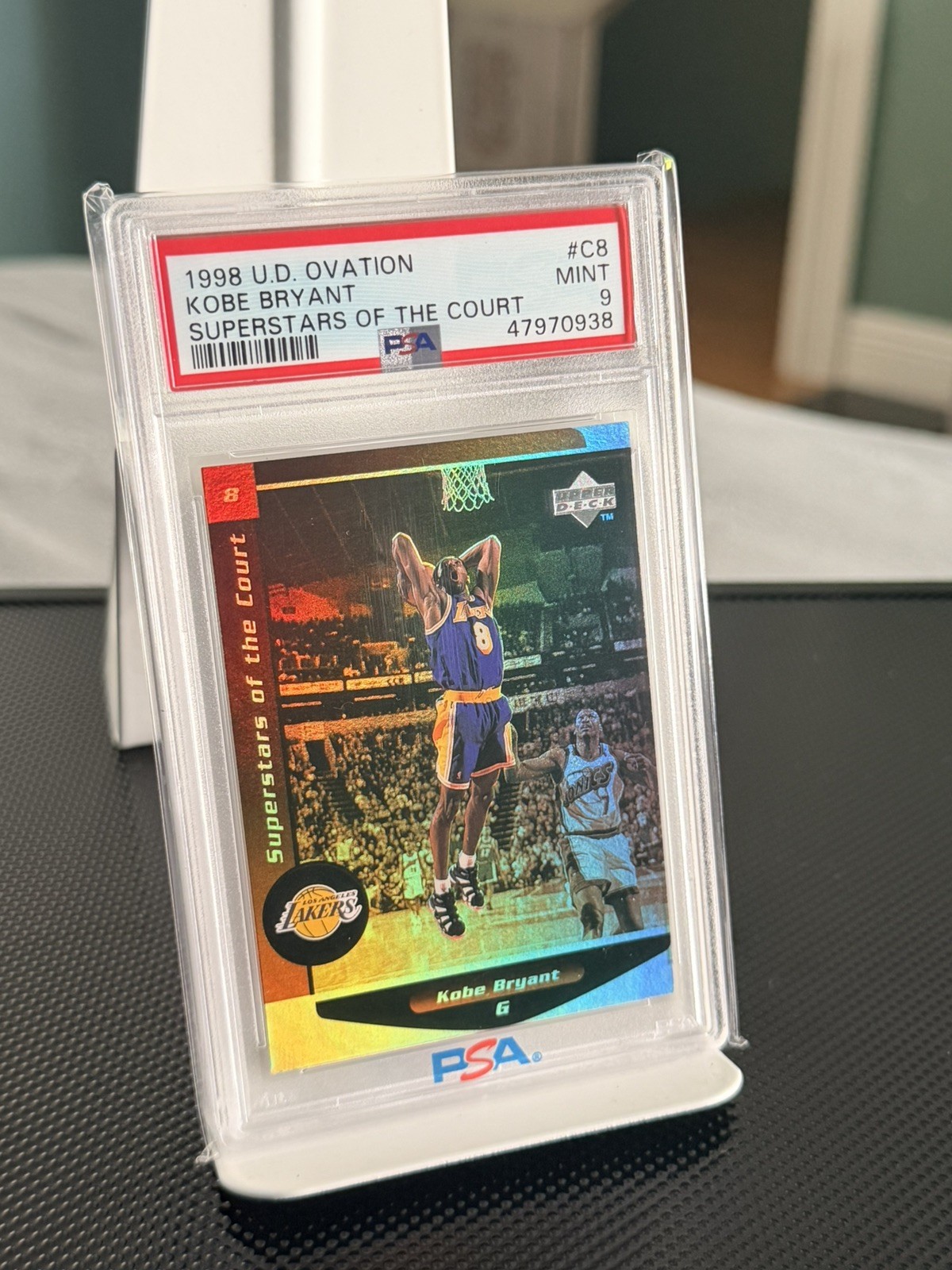 1998 U.D OVATION SUPERSTARS OF THE COURT #C8 KOBE BRYANT LAKERS HOF PSA 9 