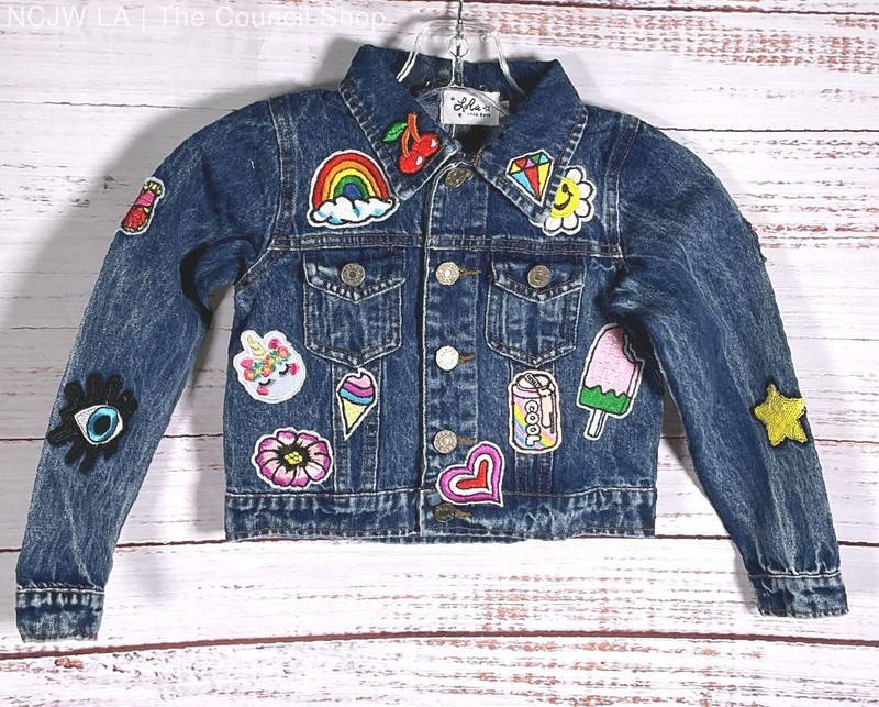 Lola & The Boys All About The Patch Crop Denim Jacket Blue Multicolor 6T