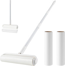 Floor Lint Roller Long Handle with Cover and 2 Refills for Pet Hair Extra