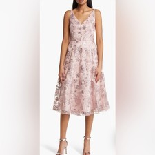 NEW ELIZA J Sequin Floral Embroidered Cocktail DRESS SIZE 4 $228 PINK NORDSTROM
