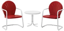 Crosley Furniture Griffith 3 Piece Metal Patio Conversation Set in Bright Red