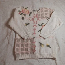 Vintage Beautiful Cottage Core Shenanigans Knitted Granny Sweater
