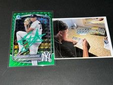 Carlos LaGrange Yankees Signed 2025 1st Bowman Green Geometric Refractor