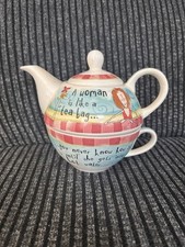 ☀️☀️SALE☀️☀️JOHNSON BROS “ BORN TO SHOP” TEA FOR ONE TEAPOT/ TEA CUP COMBO 
