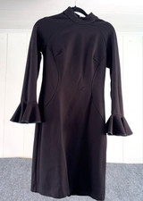 Tahari Black Bell Sleeve Mock Neck Sheath Dress Women’s M Knit Cocktail Work LBD