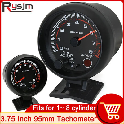 #ad Tachometer Gauge Universal 3.75 Inch 95mm 12V White LED Auto 0 8000 RPM Meter $30.65