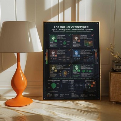 Hacker Archetypes Cybersecurity Poster, Underground Classification Chart, Dark 