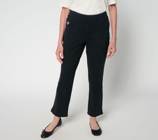 Quacker Factory DreamJeannes Regular Flat Waist Straight Leg Ankle Pants Black L