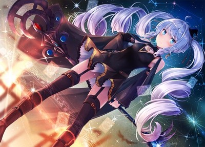 Anime Art Portrait 2D Akashio Silver Hair Long 11x17 Poster