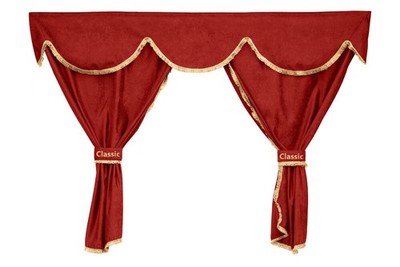 Set Of 9pcs Red Curtains + Decorations For Scania R/G Regular Cab & P