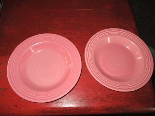 Lot 2 Homer Laughlin Fiesta Fiestaware Rose Pink Large Soup Serving Bowls 9"x 2"