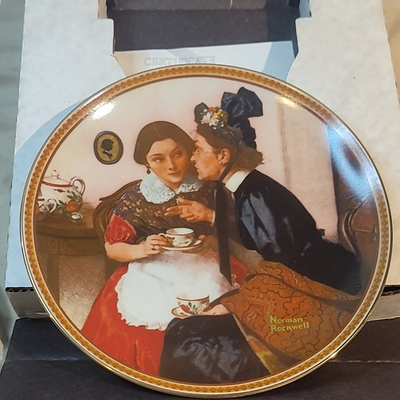 #ad Vintage Bradford Exchange Norman Rockwell quot;Gossiping in the Alcovequot; Plate w cert $10.99