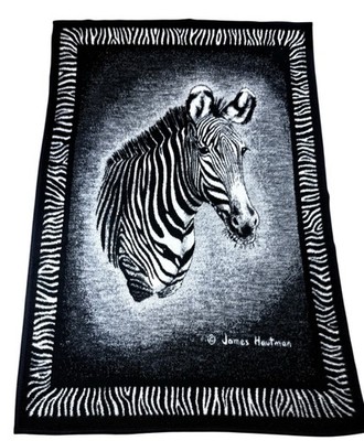 Biederlack Zebra Blanket James Hautman Vtg Black White Safari Wild Animal