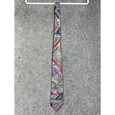 Johnny Carson Abstract Watercolor Geometric Polyester Mens Pointed Tie USA Made