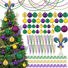 69 Pcs Mardi Gras Decorations Set Mardi Gras Tree Decor Bulk Purple Yellow Green