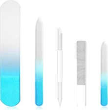 Crystal Nail File Set - 5 Pcs Nano Shiner Files, Glass Nail File, Cuticle Pusher