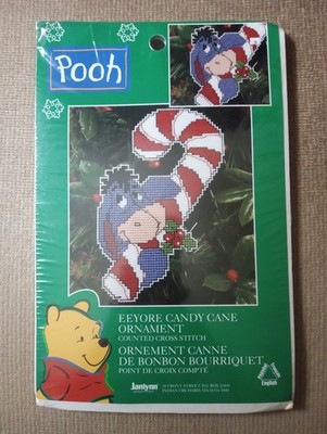 Disney s ~ Pooh Eeyore Cross Stitch Candy Cane Ornament Kit ~ New Sealed Pkg