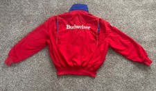 Vintage Budweiser Bomber Jacket Mens Size XL Red Crown Promo USA 90s Beer