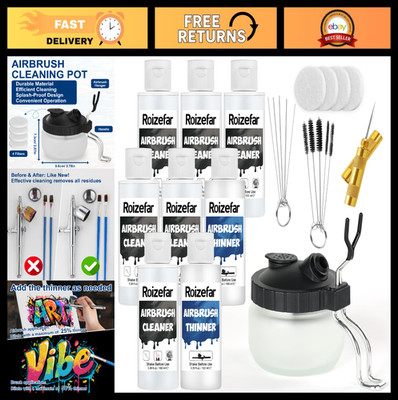 Airbrush Cleaning Kit with Pot, 6 Cleaners & 2 Thinners - Water-Based & Acrylic