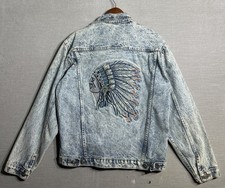 Vintage Tyca Native American Chief Indian Denim Jean Jacket Embossed Size Small