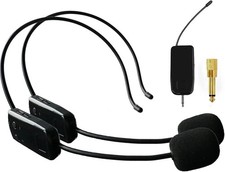 Wireless Microphone System for 2 People, 2.4G Dual Wireless Headset Mics Ideal f