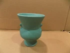 Weller Pottery 5 1/4" Mottled Green Glaze 2 Handle Vase Pedestal Base 1930's