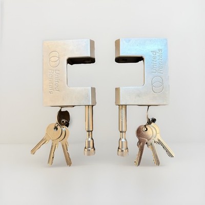 2 Pk United Trailer Container Gates Block Lock Padlock Straight Shackle 4 KEYS