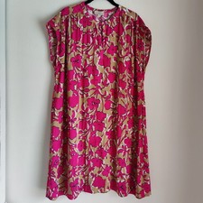 loft pink and gray floral dress  size 1X round neck sleeve less pull over