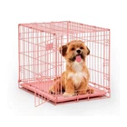 MidWest Homes for Pets Pink Dog Crate, MidWest iCrate 24' Pink Folding Metal Dog