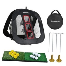 Pop-Up Golf Chipping Net - 1 Black Net 2 Mats 12 Balls  6 Greeting Cards