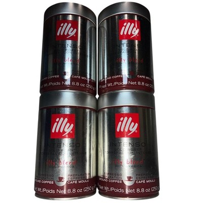 4x illy Espresso Intenso Ground Coffee 8.8oz Bold Dark Roast BB 06/2027