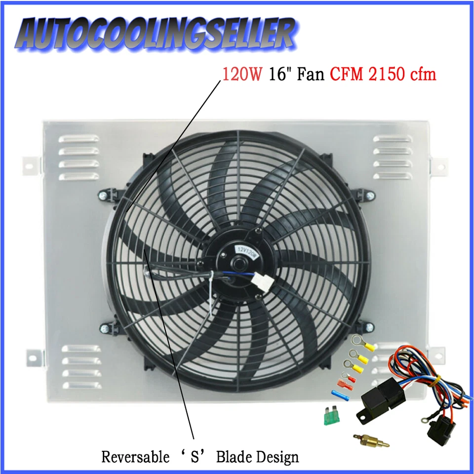 Ventilador de cubierta de radiador de aluminio para Dodge D150 D250 D350 1979-1993 W150 W250 V6 y V8 Foto 3 de 4