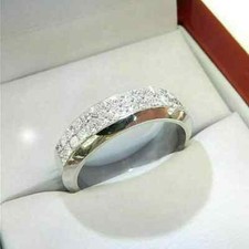 2Ct Round Cut White Moissanite Men's Ring 14K White Gold Plated