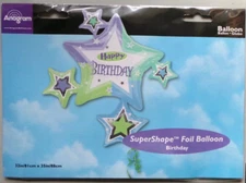 Anagram Supershape Helium Foil Multi 5 Star Balloon 35" Happy Birthday